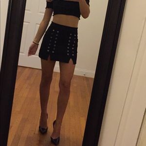 Velvet black mini skirt